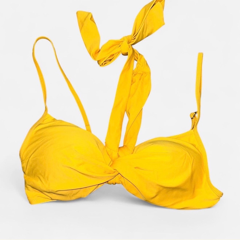 Yellow Swimsuit Top With Halter Style